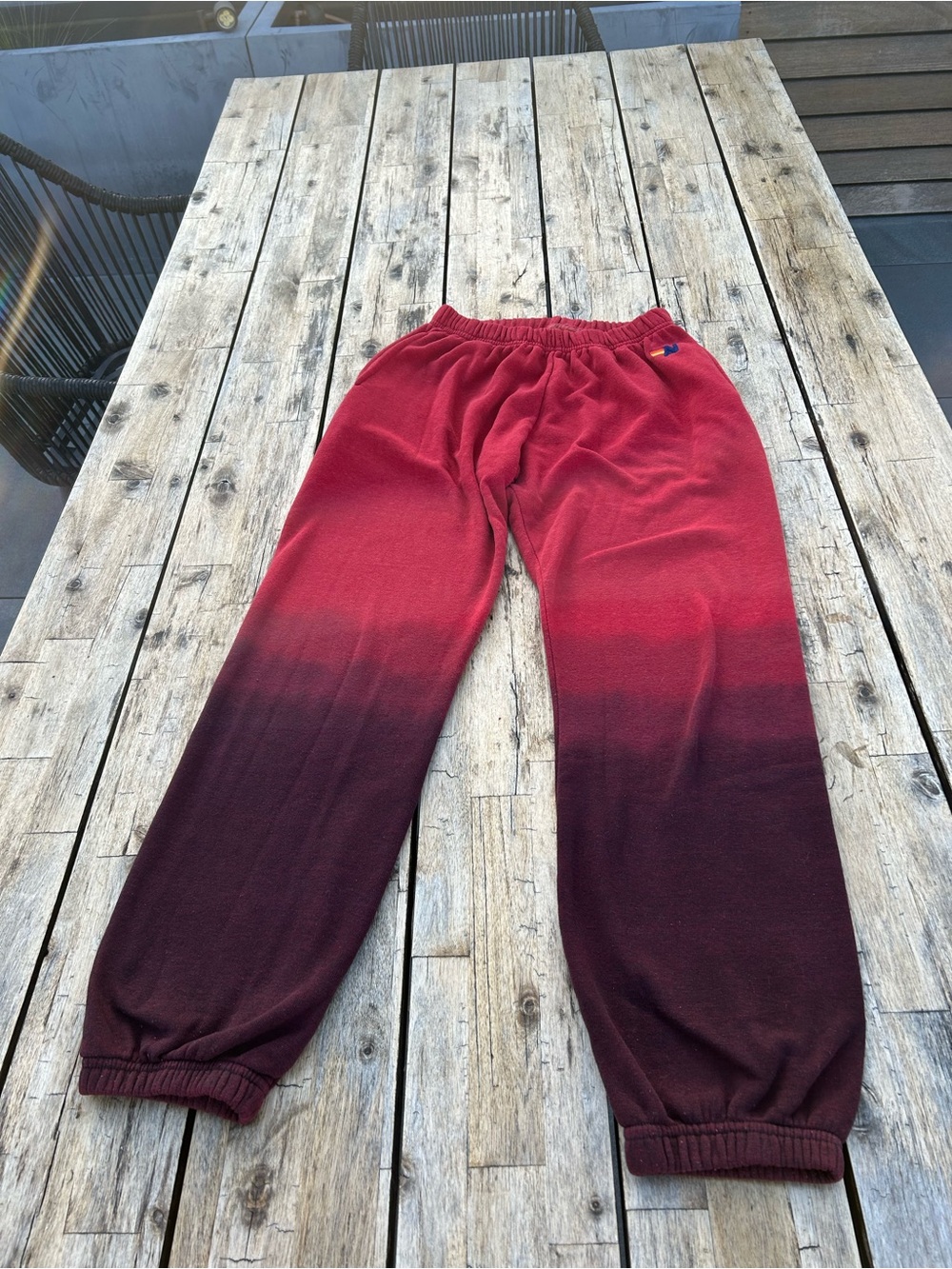 Aviator Nation Ombre Red to Burgundy Sweatpants | Size M